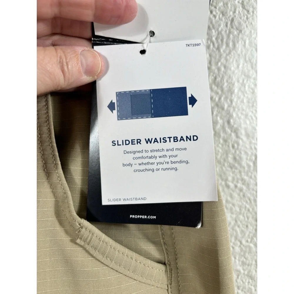 Propper‎ EdgeTec Tactical Pants Mens 28X34 Khaki Ripstop Cargo Slider Waistband